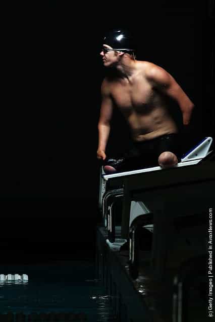 Paralympic swimmer Cameron Leslie poses for portrait at the Millennium Pool