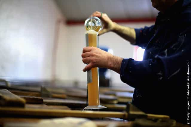 Jimmy Kennedy, takes a sample from the Wash Back at Edradour distillery on March 26, 2012 in Pitlochry, United Kingdom