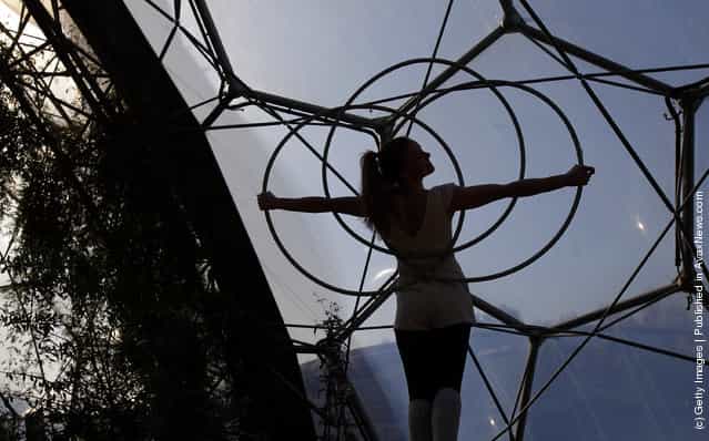 Trapeze artist Adie Delaney performs at a preview for NoFit State Circus new summer show at the Eden Project