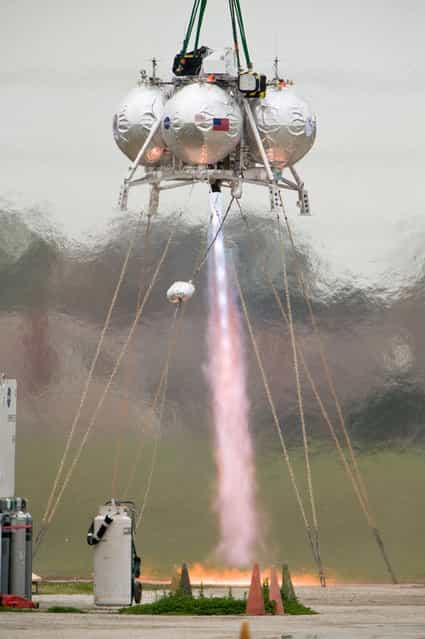 Morpheus Hot Fire 5. Photographic Documentation of Project Morpheus Hot Fire #5, Attempt 2. Photo Date: February 27, 2012. Location: Building 18 – Antenna Range. Photographer: Lauren Harnett.