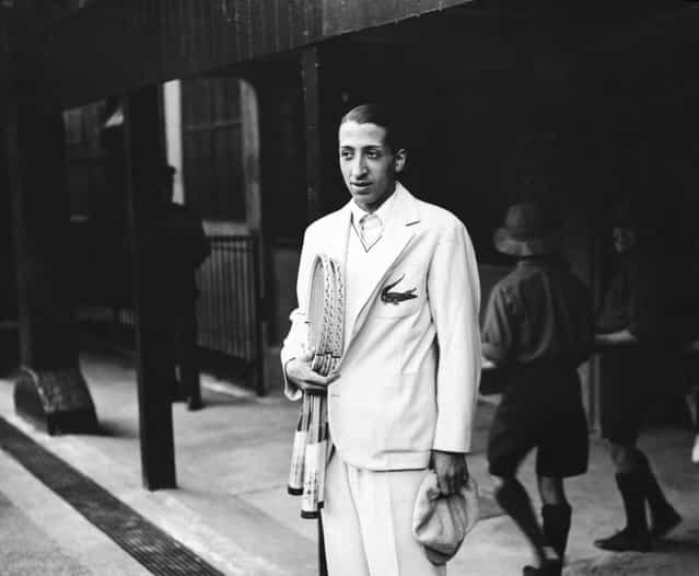 French Tennis player Rene Lacoste, one of France's [Four Musketeers] who won the Davis Cup in 1932, at Wimbledon. He is wearing his embroidered crocodile motif. (Photo by Topical Press Agency)