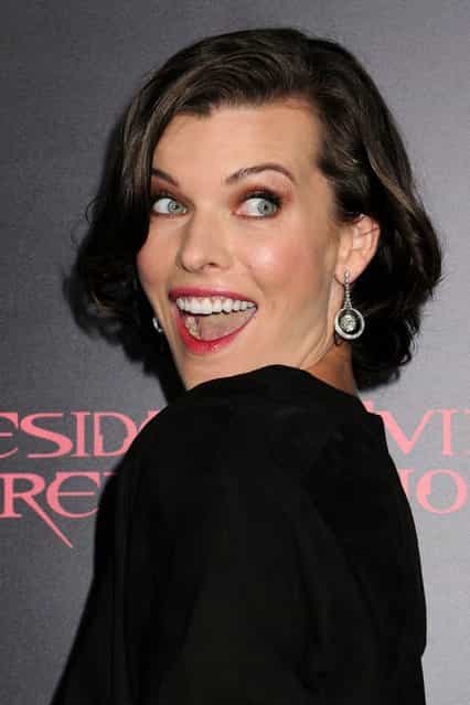 Actress Milla Jovovich arrives at the Los Angeles premiere of [Resident Evil: Retribution] at Regal Cinemas L.A. Live on September 12, 2012 in Los Angeles, California. (Photo by Christopher Polk)