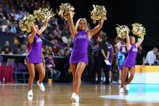 Kings cheerleaders dance during a time out during the round two NBL match between the Sydney Kings and the Melbourne Tigers at Sydney Entertainment Centre on October 12, 2012 in Sydney, Australia. (Photo by Cameron Spencer)