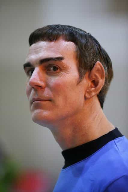 Bob Robertson, dressed as Mister Spock, who has traveled from Vermont, USA, arrives to attend the [Destination Star Trek London] convention at the ExCeL centre on October 19, 2012 in London, England. The three-day convention, which opened to the general public today, will be attended by all five actors who played captains throughout the 46-year-old series. (Photo by Oli Scarff)