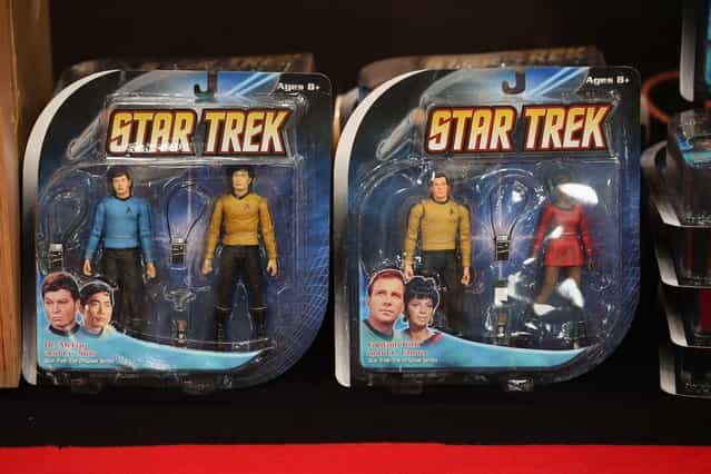 Star Trek figures for sale at the [Destination Star Trek London] convention at the ExCeL centre on October 19, 2012 in London, England. The three-day convention, which opened to the general public today, will be attended by all five actors who played captains throughout the 46-year-old series. (Photo by Oli Scarff)