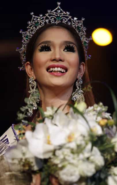 Kevin Balot, a contestant from the Philippines, reacts as being crowned winner at the Miss International Queen 2012 transgender/transsexual beauty pageant in Pattaya November 2, 2012. Some 21 contestants from 15 countries, all of them born male, competed in a week-long event for the crown of Miss International Queen 2012. (Photo by Damir Sagolj/Reuters)