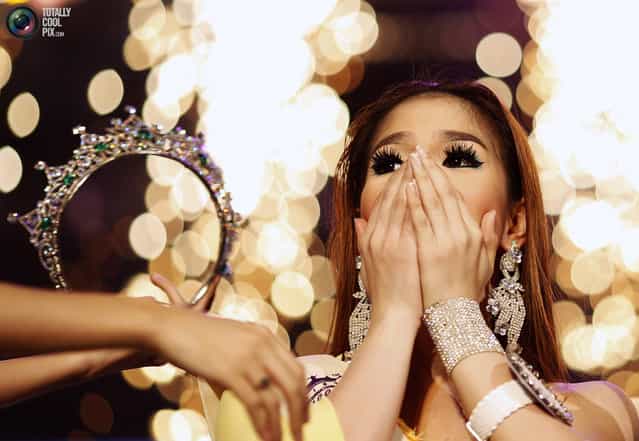 Kevin Balot reacts after being announced winner at the Miss International Queen 2012 transgender/transsexual beauty pageant in Pattaya. (Photo by Damir Sagolj/Reuters)