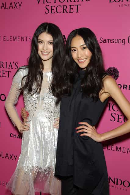 Models Sui He and Shu Pei Qin attend the after party for the 2012 Victoria's Secret Fashion Show at Lavo NYC on November 7, 2012 in New York City. (Photo by Michael Stewart/FilmMagic)
