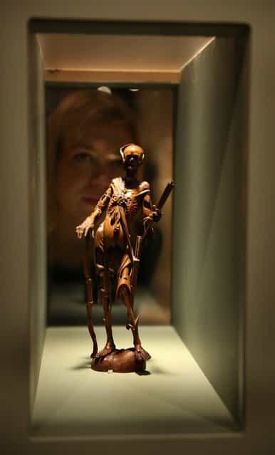 An 18th century fruitwood Memento Mori is shown at the Death: A Self-portrait exhibition at the Wellcome Collection on November 14, 2012 in London, England. The exhibition showcases 300 works from a unique collection by Richard Harris, a former antique print dealer from Chicago, devoted to the iconography of death. The display highlights art works, historical artifacts, anatomical illustrations and ephemera from around the world and opens on November 15, 2012 until February 24, 2013. (Photo by Peter Macdiarmid)