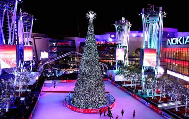 The Holiday Tree is seen at the 5th annual Holiday Tree Lighting at L.A. Live and opening of LA Kings Holiday Ice. (Photo by Matt Sayles/Invision for AEG)