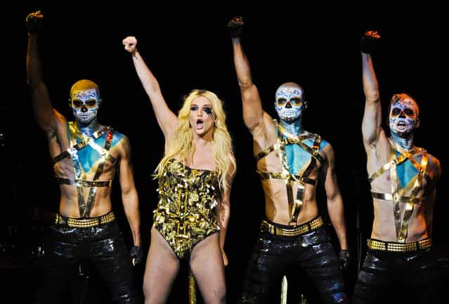 Ke$ha performs with backup dancers during the second night of KIIS FM's Jingle Ball at Nokia Theatre LA Live in Los Angeles on December 3, 2012. (Photo by Chris Pizzello/Invision)
