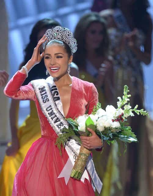 Miss USA, Olivia Culpo walks on stage after being crowned Miss Universe 2012 during the Miss Universe Pageant at Planet Hollywood in Las Vegas, Nevada on December 19, 2012. Eighty-nine countries and territories took part in in this year's pageant