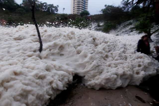 Cyclone Leaves Mooloolaba Covered In Foam