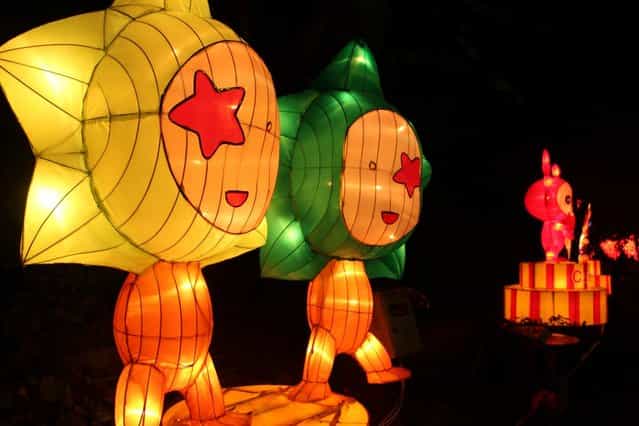 People visit a lantern show to celebrate the Spring Festival on February 17, 2013 in Guangzhou, China. The Chinese Lunar New Year of Snake also known as the Spring Festival, which is based on the Lunisolar Chinese calendar, is celebrated from the first day of the first month of the lunar year and ends with Lantern Festival on the Fifteenth day. (Photo by China Foto Press)