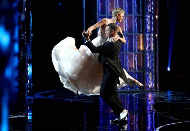 Channing Tatum and Charlize Theron perform during the show. (Photo by Matt Sayles/Invision)