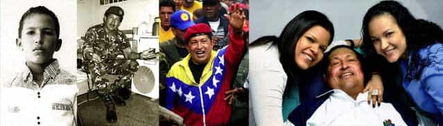 It was announced Tuesday that Venezuela's President Hugo Chavez had died of cancer. During more than 14 years in office, Chavez routinely challenged the status quo at home and internationally. He polarized Venezuelans with his confrontational and domineering style, yet was also a masterful communicator and strategist who tapped into Venezuelan nationalism to win broad support, particularly among the poor. He's seen in an undated family photo in Barinas; serving time in the Yare II prison near Caracas; waving to supporters during a government march in 2002 commemorating the anniversary of Venezuelan democracy; and with his daughters, Maria Gabriela and Rosa Virginia, in Havana, Cuba in February. (Photo by Associated Press)