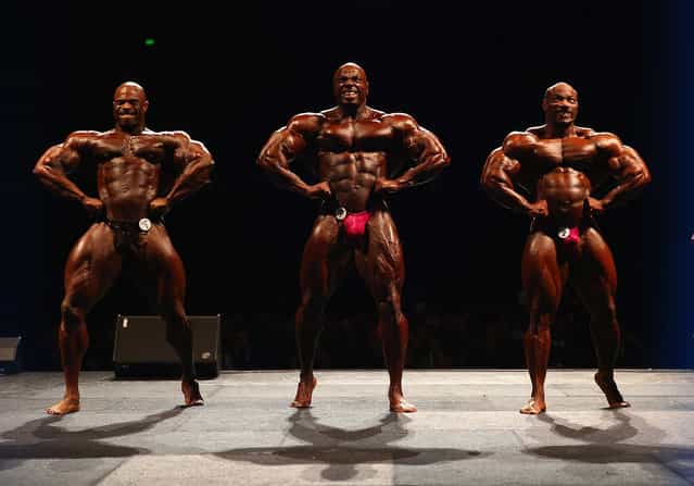 Edward Nunn of the USA, Toney Freeman of the USA and Dexter Jackson of the USA pose during the IFBB Australia Pro Grand Prix XII at The Plenary on March 9, 2013 in Melbourne, Australia. (Photo by Robert Cianflone)