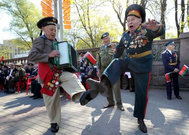 World War II veterans danced during Victory Day celebrations in Minsk, Belarus, Thursday. Belarus and other former Soviet countries celebrated the 1945 victory over Nazi Germany on Thursday. (Photo by Viktor Drachev/AFP Photo)
