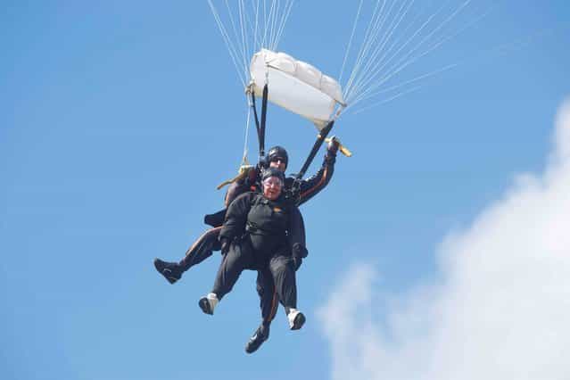 Sr. Patricia Hall 75 who skydived in Galway, UK in aid of AWARE, on May 17, 2013. (Photo by Andrew Downes)