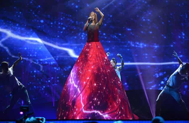 Moldavian Aliona Moon performs the song [O mie] during the dress rehearsal for the final of the 2013 Eurovision Song Contest at the Malmo Arena Hall, May 17, 2013. (Photo by John MacDougall/AFP Photo)