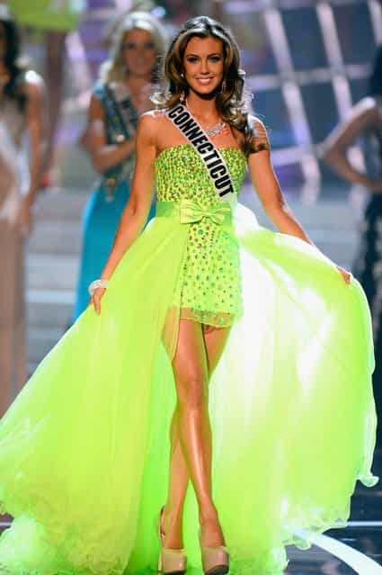 Miss Connecticut USA Erin Brady walks onstage during the 2013 Miss USA pageant at PH Live at Planet Hollywood Resort & Casino on June 16, 2013 in Las Vegas, Nevada. Brady went on to be crowned the new Miss USA. (Photo by Ethan Miller)