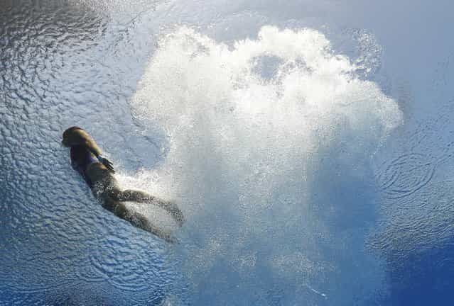 Laura Marino of France competes in the women's 10-meter platform semifinal at the FINA Swimming World Championships in Barcelona, Spain, Wednesday, July 24, 2013. (Photo by David J. Phillip/AP Photo)