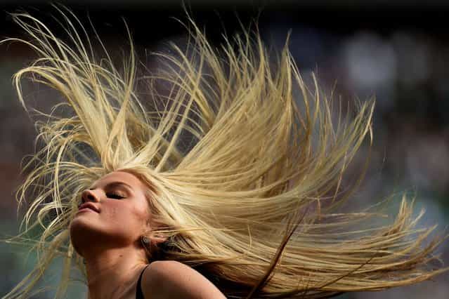A Philadelphia Eagles cheerleader dances during the second half of an NFL between Philadelphia Eagles and San Diego Chargers at Lincoln Financial Field on September 15, 2013 in Philadelphia, Pennsylvania. The San Diego Chargers won, 33-30. (Photo by Patrick Smith/Getty Images)