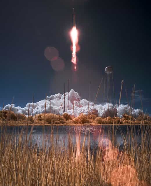 Orbital Sciences Corporation Antares rocket, with the Cygnus cargo spacecraft aboard, launches from NASA Wallops Flight Facility, Virginia, on September 19, 2013. Cygnus is on its way to rendezvous with the space station. (Photo by NASA)