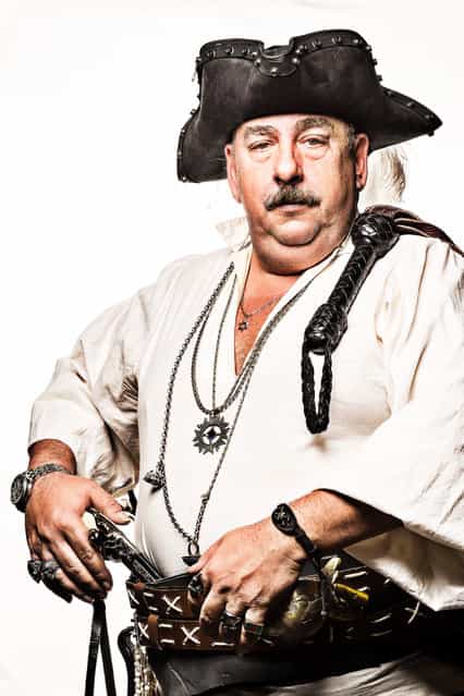 Sandy Benjamin, 50, Loxahatchee, dressed as a pirate. (Photo by Thomas Cordy/The Palm Beach Post)