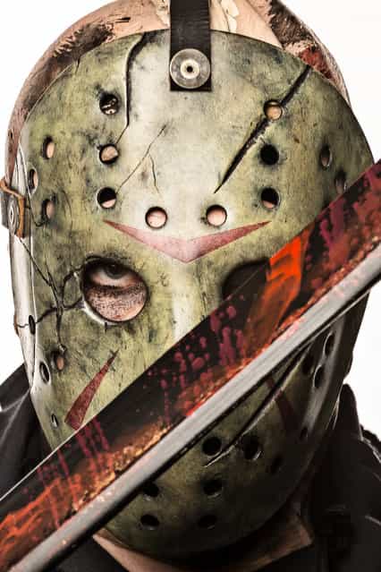 Jason Poulin, 37, Greenacres, dressed as Jason Vorhees from Friday the 13th. (Photo by Thomas Cordy/The Palm Beach Post)