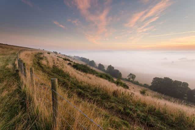 Autumn mist at Southdowns National Park on September 24th 2013. (Photo by Caters News)