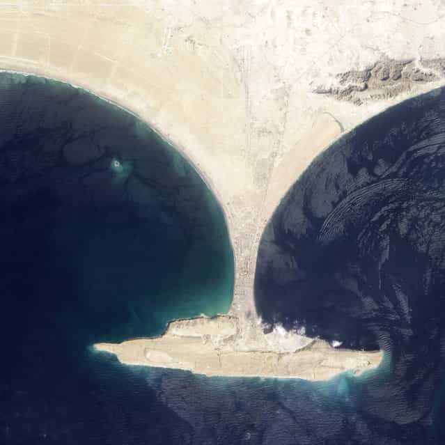 A satellite image from Nasa shows where the island is in relation to Pakistan. (Photo by NASA)