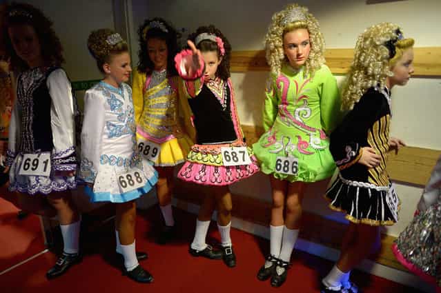Dancers attend the 29th All Scotland Irish Dance Championship on February 22, 2013 in Glasgow, Scotland. As many 2,000 competitors are taking part in one of the world’s largest Irish dancing competitions with dancers coming from as far afield as North America, Russia, Australia and South Africa. (Photo by Jeff J. Mitchell/Getty Images)