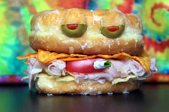 [Kasia Haupt's sandwich monsters: Glazed and Confused]. (Photo by Kasia Haupt/Caters News)
