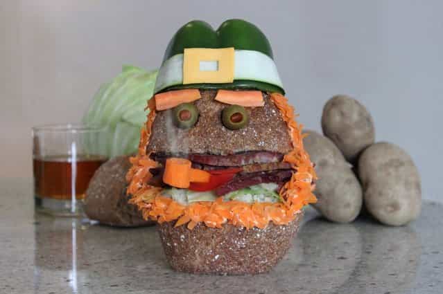 [Kasia Haupt's sandwich monsters: Leprecorned Beef and Cabbage]. (Photo by Kasia Haupt/Caters News)