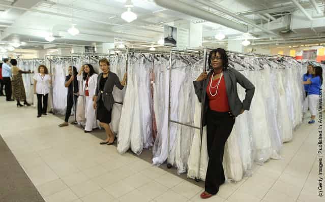 Employees wait for the rush of Brides at Filene's Basement's annual sale
