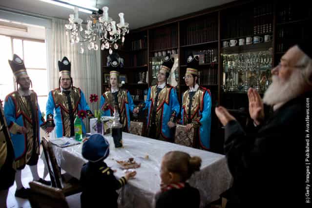 Ultra Orthodox Jews celebrate the Jewish holiday of Purim in Benei Brak, Israel