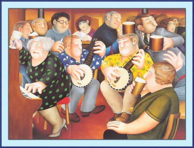 The Banjo Players. Artwork by Beryl Cook