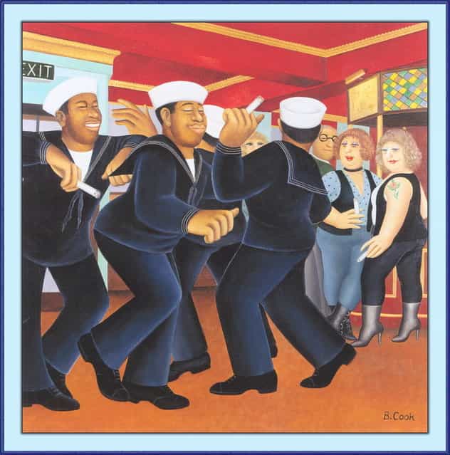 Sailors Dancing. Artwork by Beryl Cook