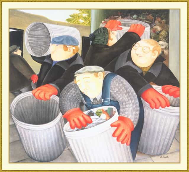 Dustbin Men. Artwork by Beryl Cook