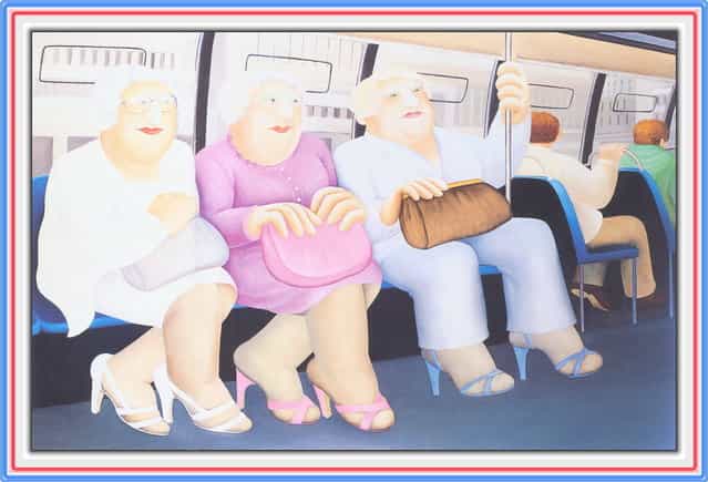 Bus Ride. Artwork by Beryl Cook