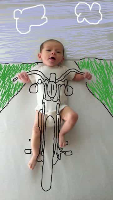 New Mom Doodles On Baby's Portraits
