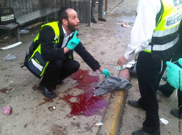 Bomb Explodes At Jerusalem Bus Stop 