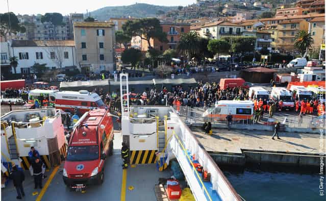 A general view of the scene on the island of Giglio, near to where the cruise ship Costa Concordia ran aground