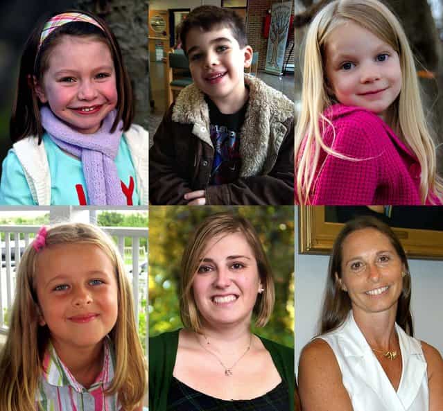 Some of the victims: (top row) Six-year-olds Olivia Engel and Noah Pozner, Emilie Alice Parker, (bottom row) Grace McDonnell, teacher Lauren Rousseau and school principal Dawn Lafferty Hochsprung. (Photo by Associated Press)