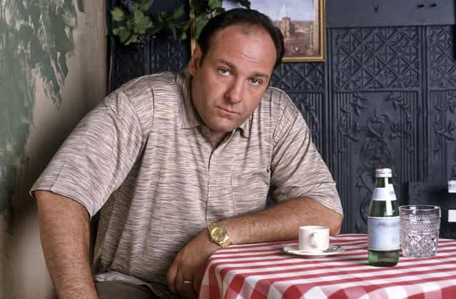 This 1999 photo, supplied by HBO, shows a younger-looking James Gandolfini ,who plays mob boss Tony Soprano, in an episode from the first season of the HBO cable television mob series, [The Sopranos]. (Photo by Anthony Neste/AP Photo/HBO)
