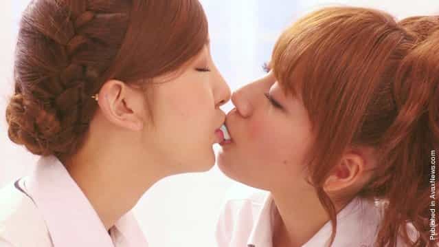 AKB48 Encouraging Girl On Girl Kissing