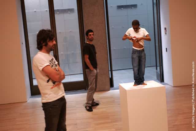 An exhibition piece entitled Youth is seen ahead of the opening of the Ron Mueck exhibition