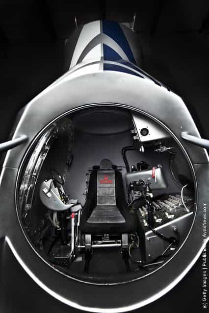 The interior is diplayed of the capsule for the Red Bull Stratos project