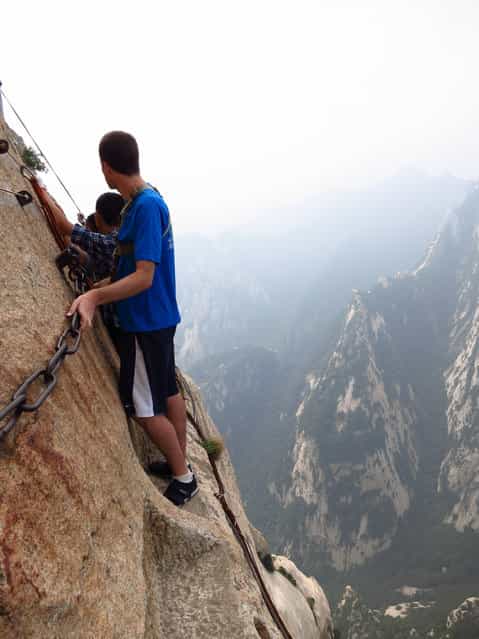 The notorious Plank Path, below the South Peak of Mount Hua, Xian, Shaanxi Province, China